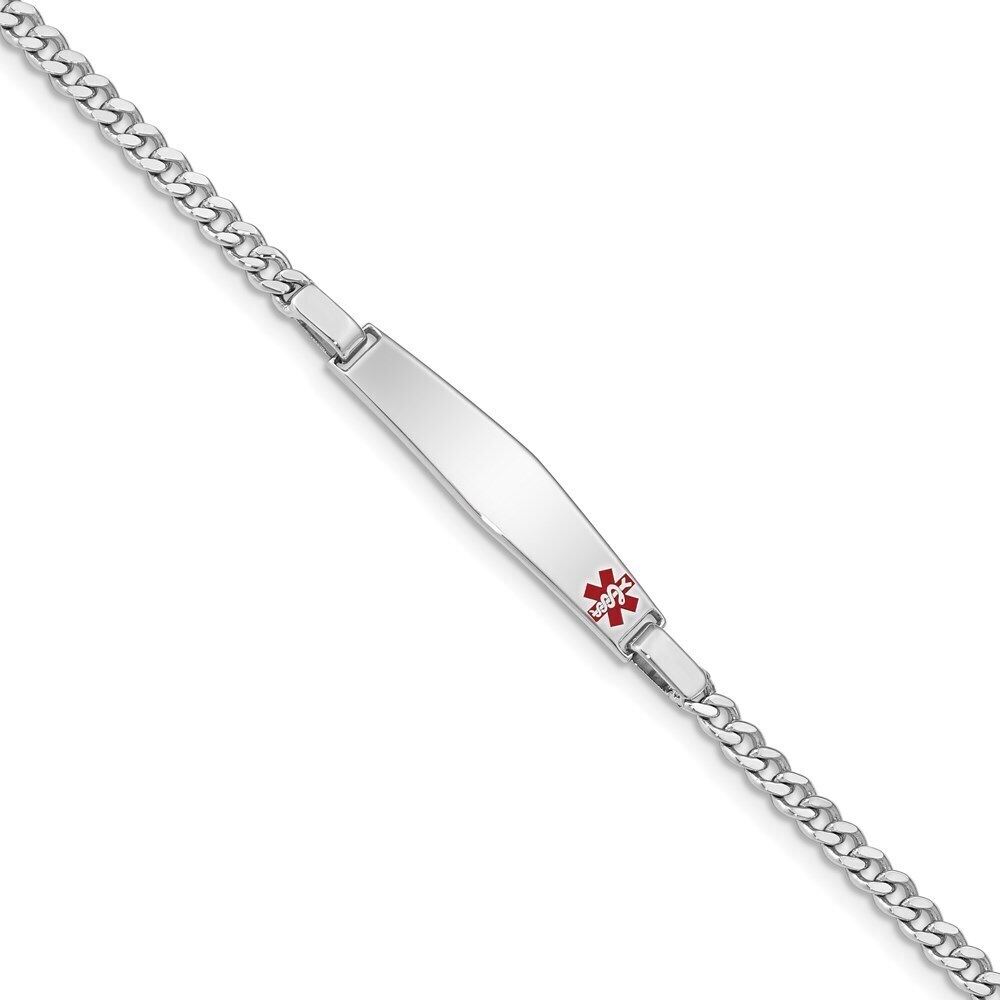 Kazi Luxury Sterling Silver Rhod-plated Children's Medical ID Bracelet w/Curb